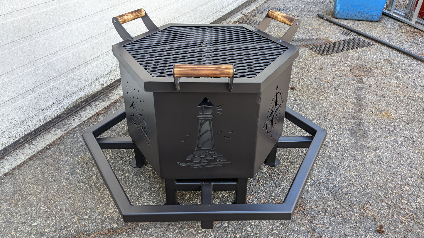 Firepit with Footrest & Lid